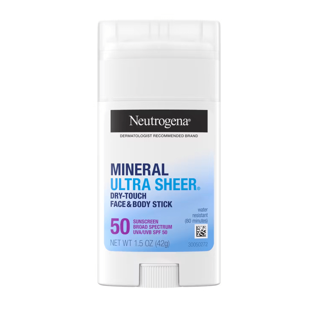 Neutrogena Ultra Sheer Dry Touch SPF 50 Mineral Sunscreen Stick | Best Sunscreen Sticks for Face, Oily, Acne Prone, Sensitive Skin 2023
